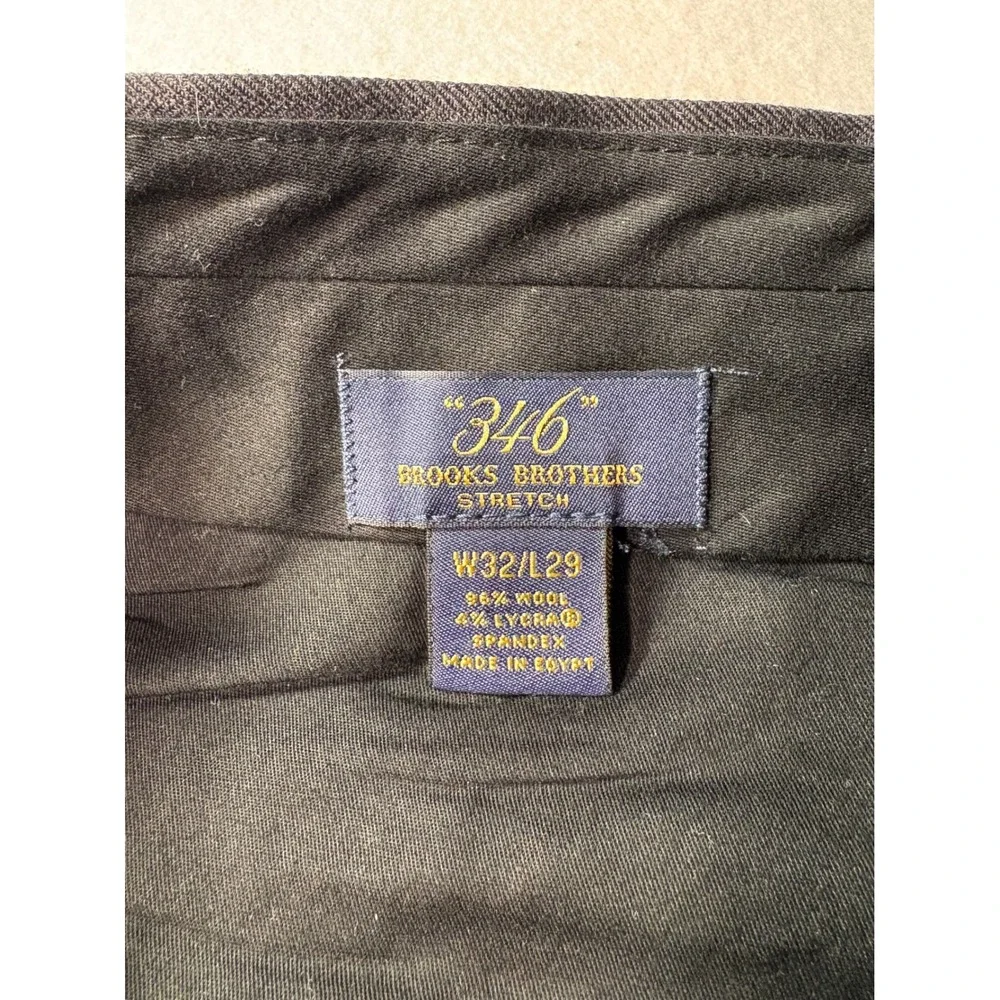 Brooks Brothers 346 Men Wool Stretch Dress Pants 32x29 Gray Herringbone Straight